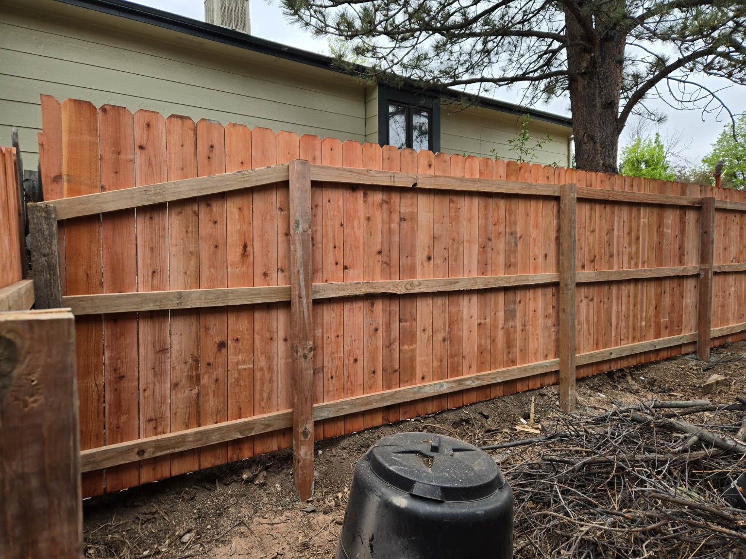 Finished cedar privacy fence