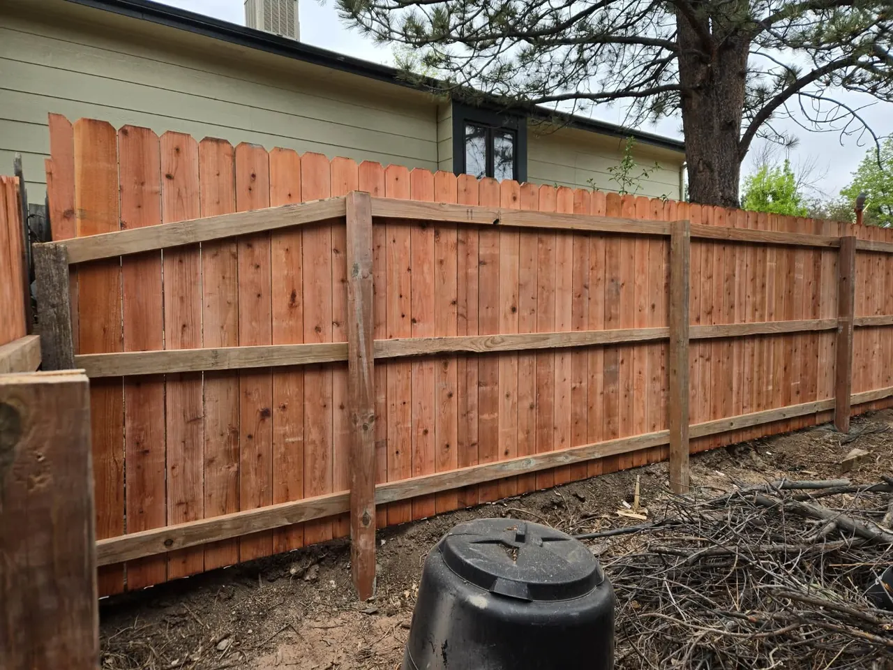 Finished cedar privacy fence