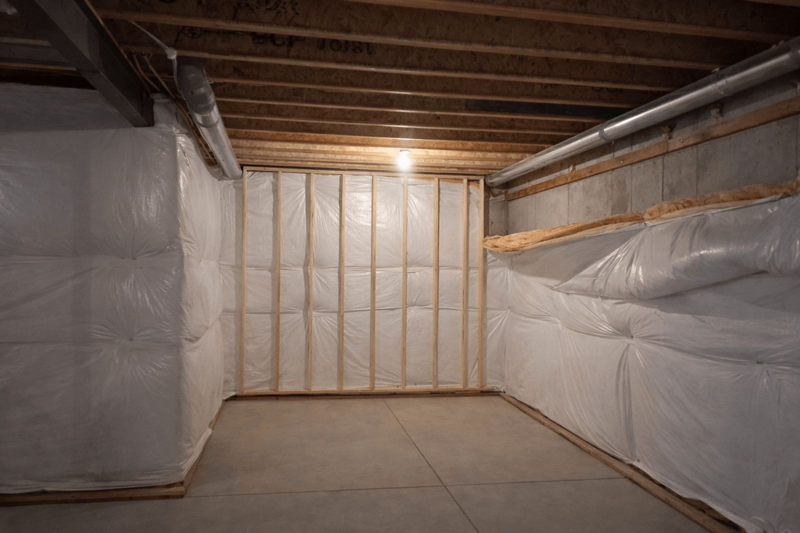 Basement framing in progress