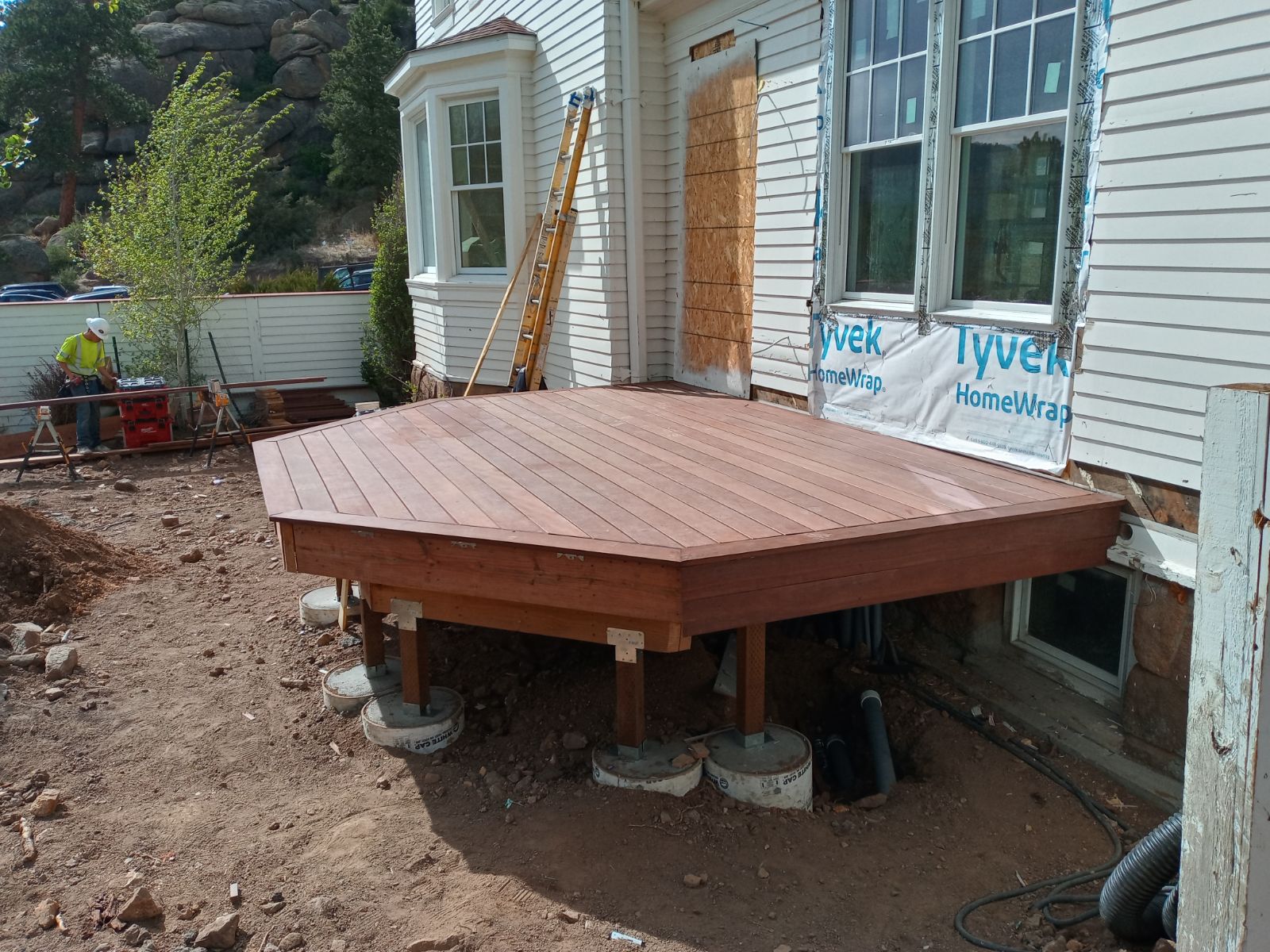 Completed deck for caretaker residence