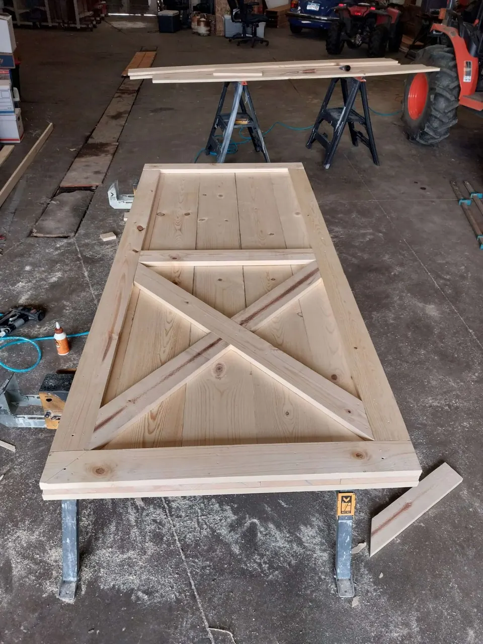 Custom barn doors during build