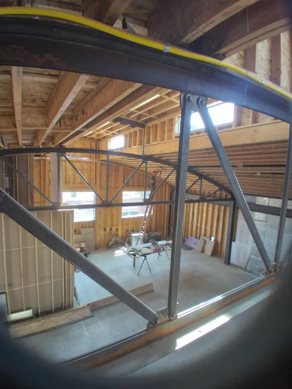 Structural steel and wood framing working together