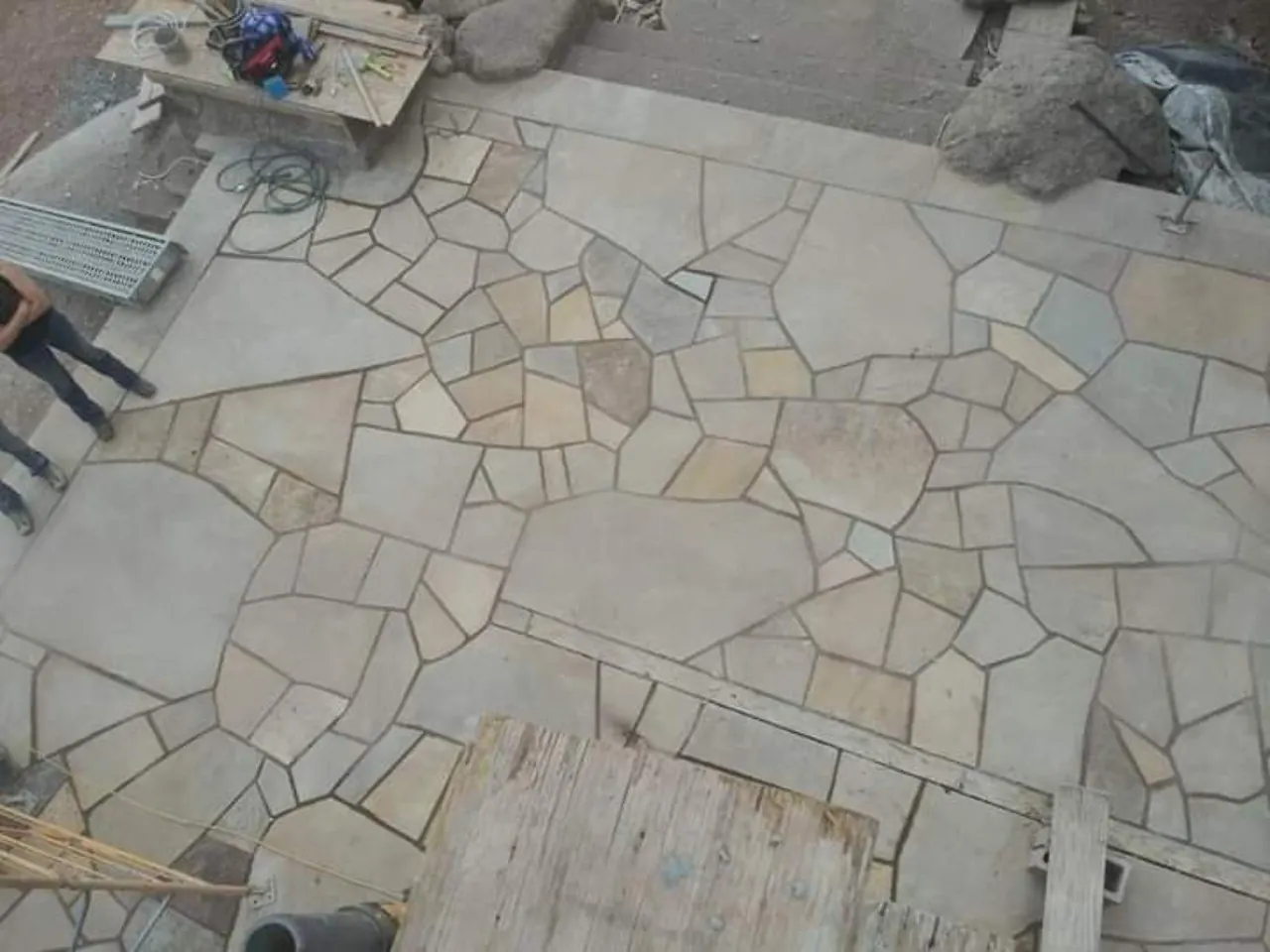 Large custom flagstone patio layout