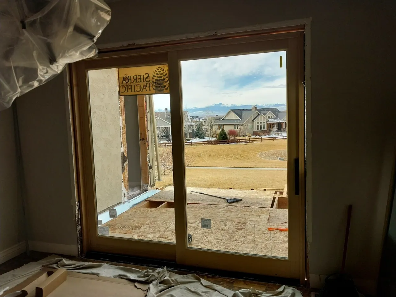 Large sliding exterior door installation