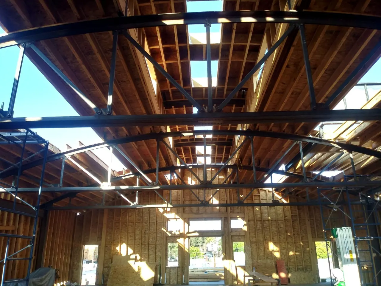 Commercial structural framing and steel trusses from Brady's construction career